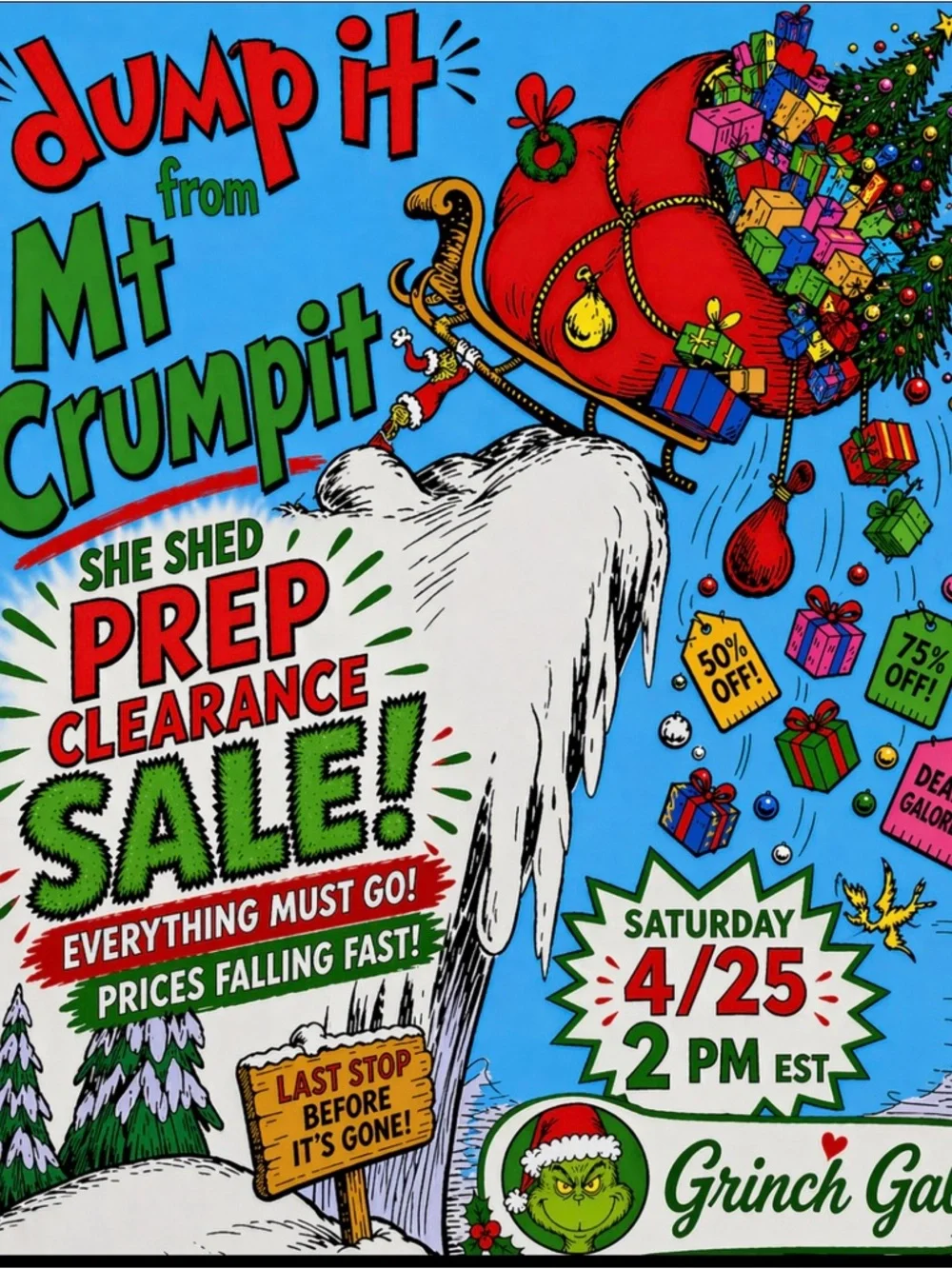 Dump It Prep Clearance Sale Poster - Blue / Red - Picture 1 of 1